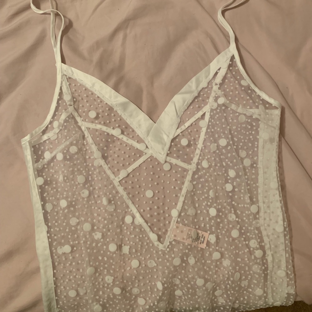 Victoria’s Secret white dot mesh slip